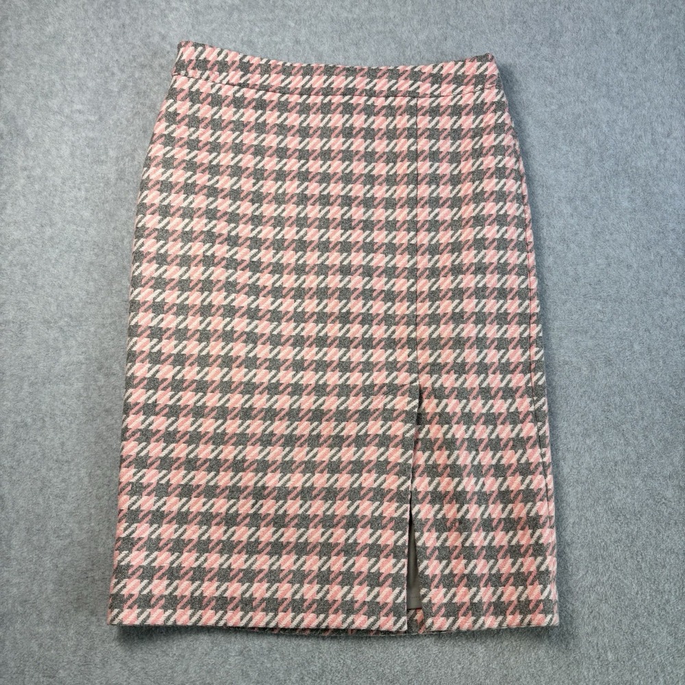 Talbots Pink & Gray Wool‎ Blend Lined Pencil Skirt Women's Size 4 Houndstooth